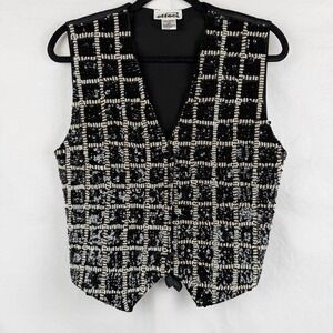 Vintage‎ Creazioni Effeci Black Sequin Beaded Vest Medium Women's Formal Sparkle